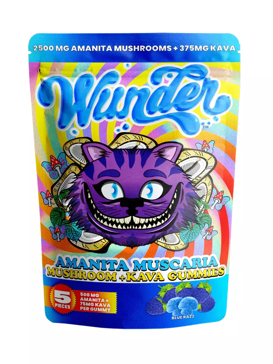 Blue-razz-WUNDER-AMANITA-MUSCARIA-MUSHROOM-GUMMIES-2500MG.webp Blue Razz Wunder Amanita Muscaria Mushroom + Kava Gummies 2500mg - Image 1