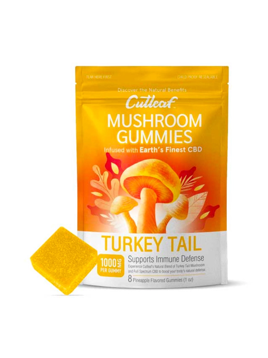 Cutleaf-Mushroom-Gummies-Turkey-Tail.webp Turkey Tail Pineapple Cutleaf Mushroom CBD Gummies 1000mg - Image 1