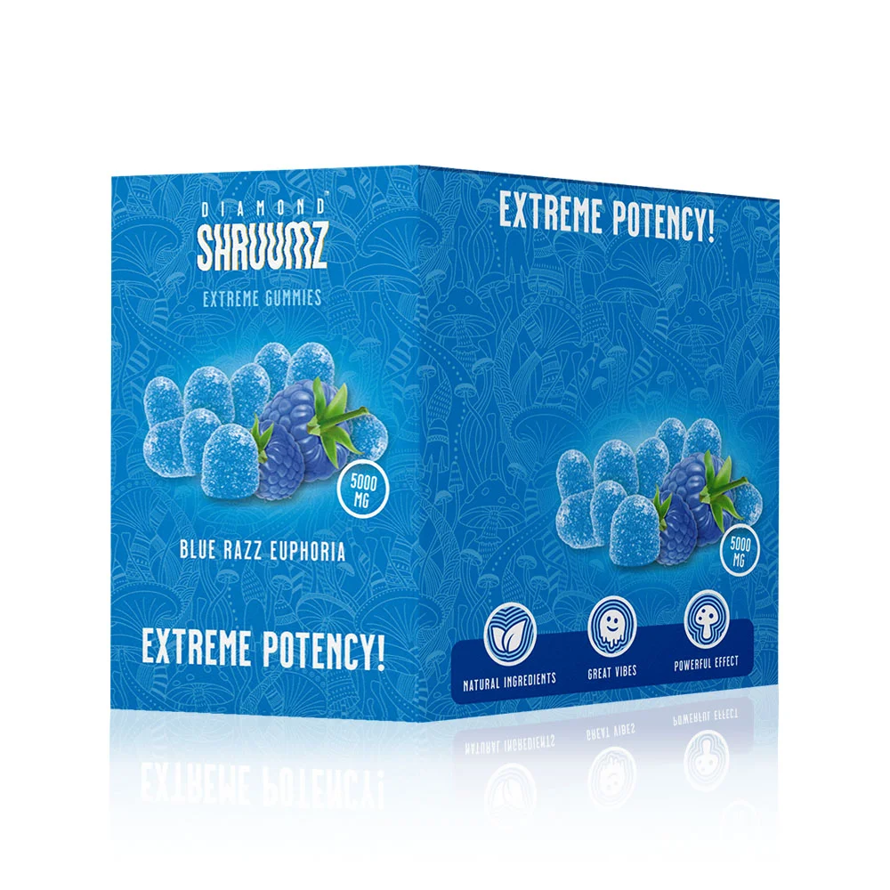 shruumz-bluerazzeuphoria-10pk-box.jpg.png Diamond Shruumz Blue Razz Euphoria Mushroom Gummies 10PK - Image 1